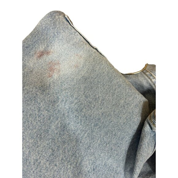 Levi's 501 150 Women's High Rise Fitted Straight Leg Distressed Jeans w/ Stain - Picture 11 of 11